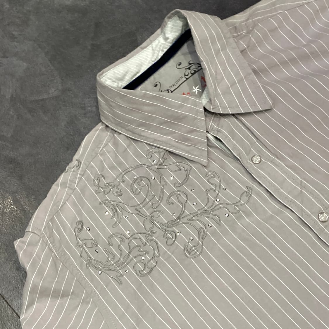 [IM] vtg 웨스턴 자수 스트라이프 셔츠 그레이 상품이미지8
