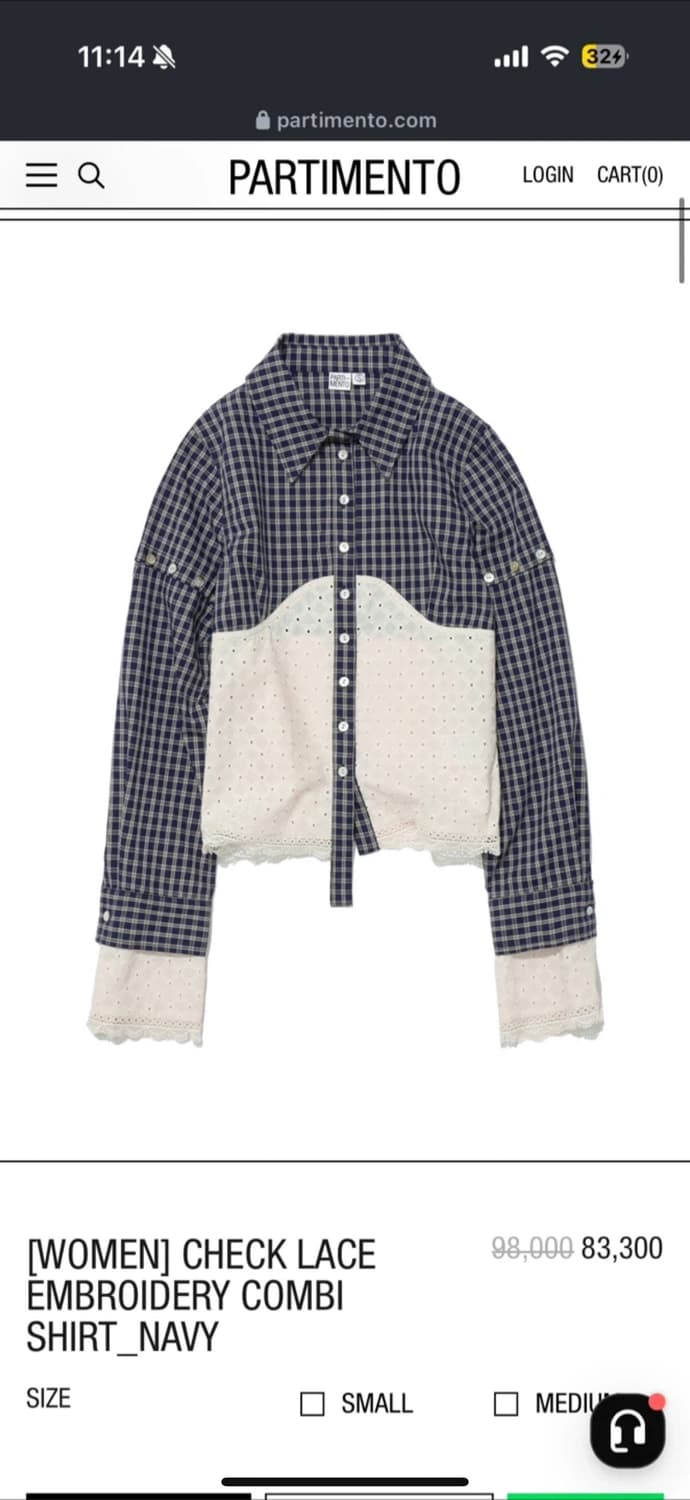 파르티멘토 체크 레이스 콤비 셔츠 네이비 S 상품이미지2