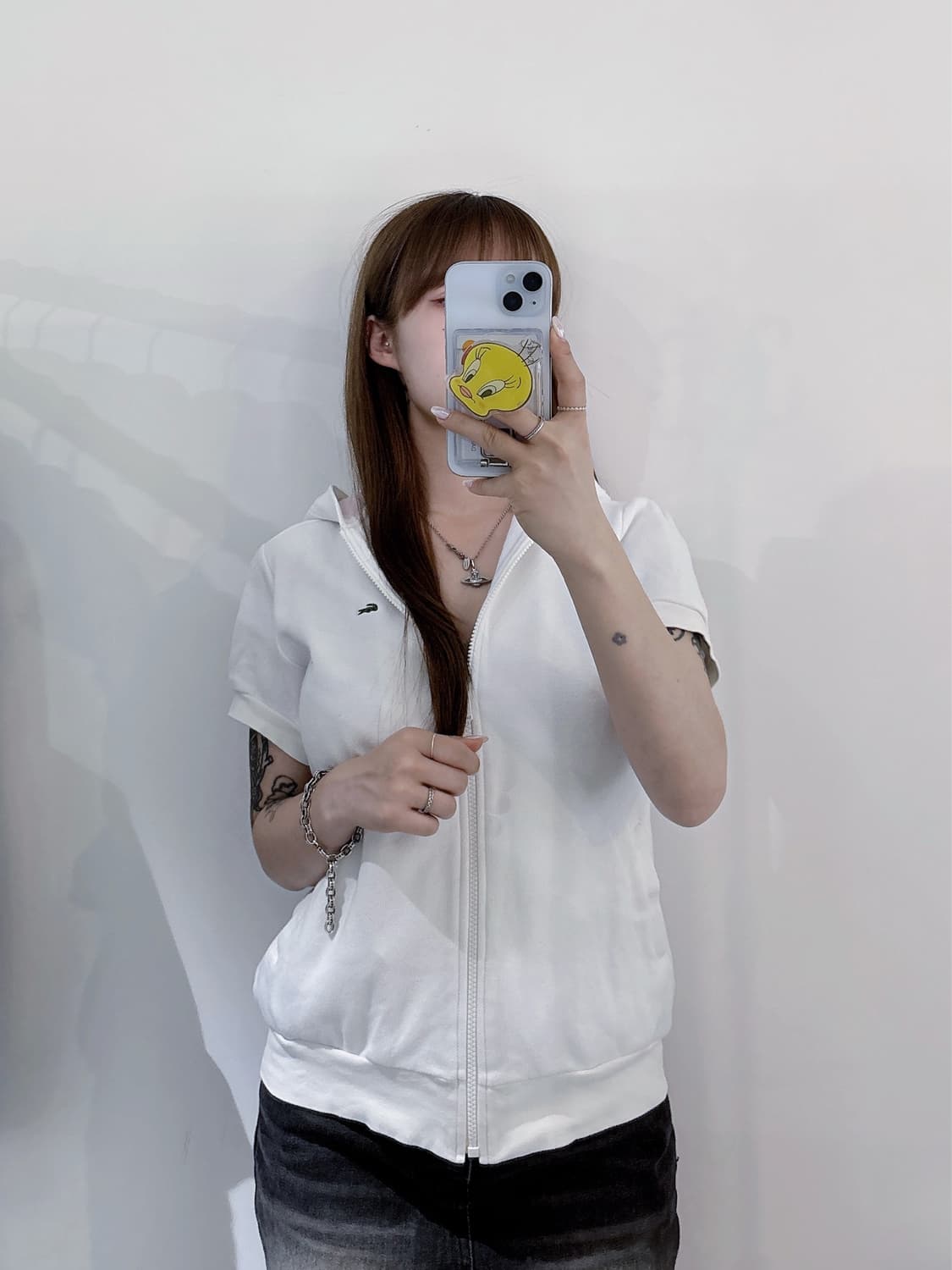 라코스테 스몰로고 반팔 후드집업 상품이미지1