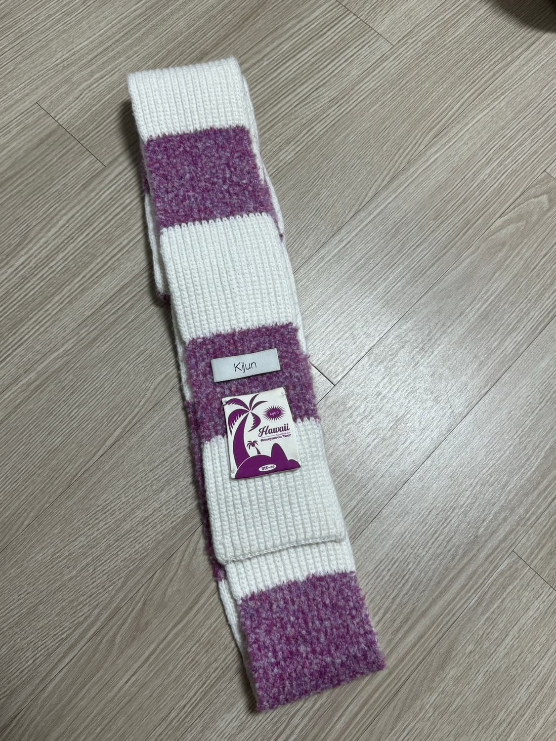 Kijun 기준 Knit Muffler Purple White 상품이미지4