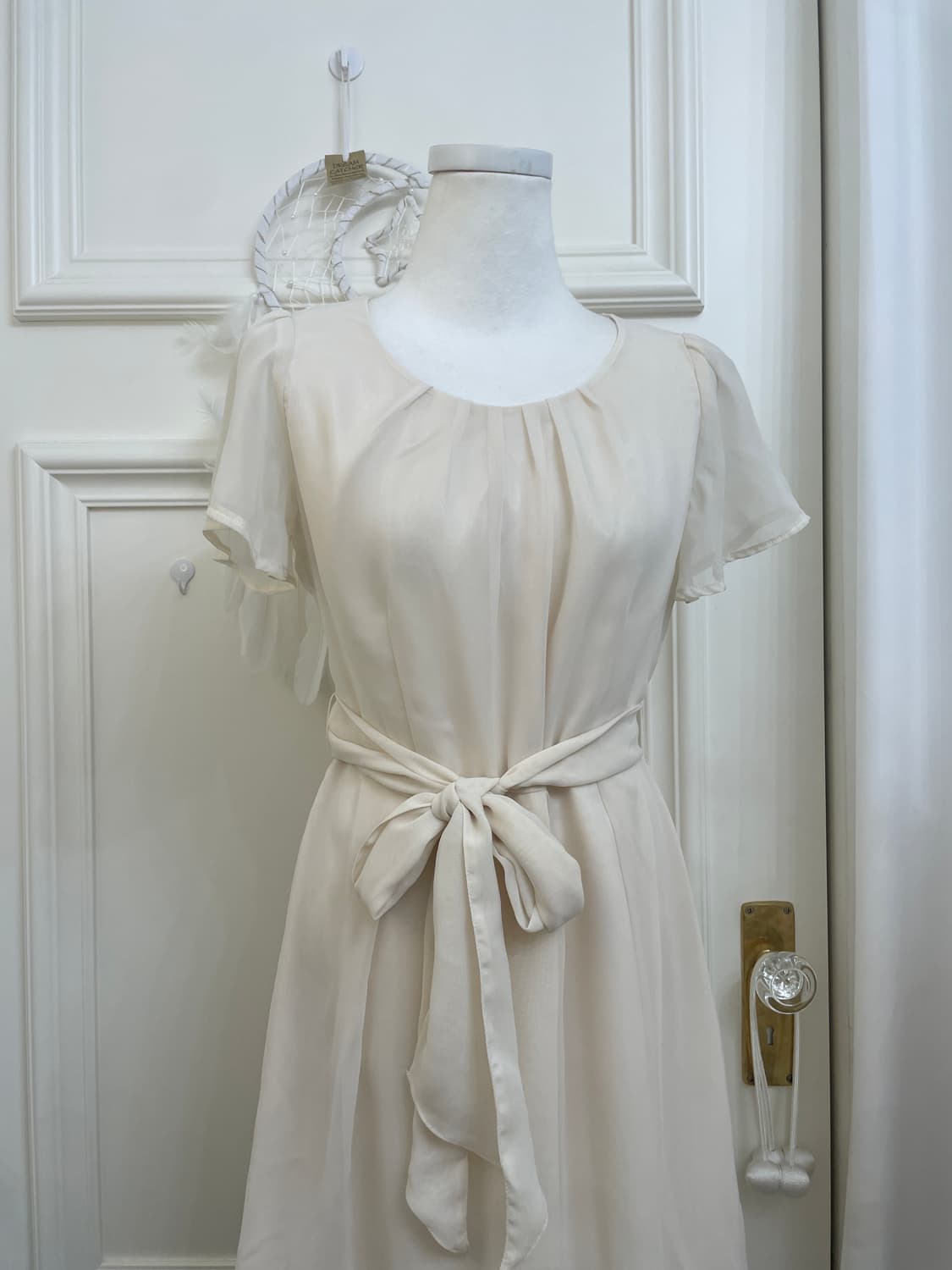 cream beige belt point chiffon opc 상품이미지5