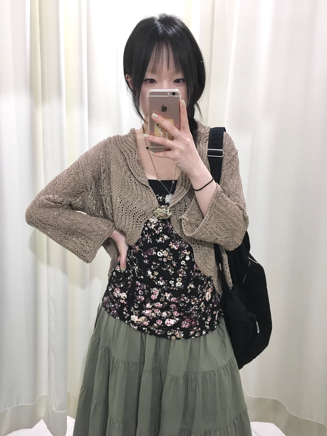 Crochet Cardigan with Corsage Brooch 상품이미지5