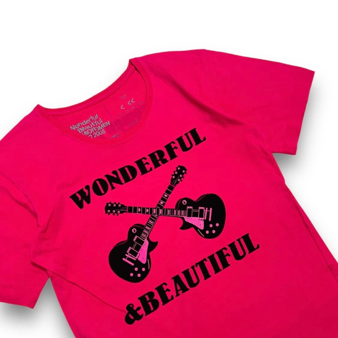 펑크 WONDERFUL 밴드 일렉 기타 핑크 반팔 티셔츠 상품이미지2