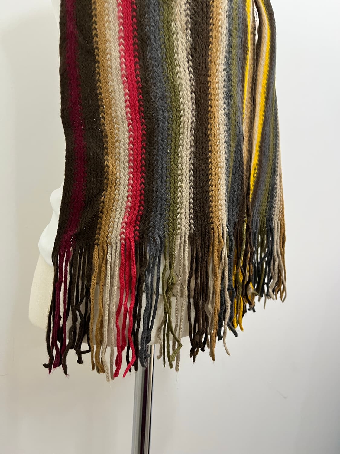 일본 빈티지 모리걸 무지개떡 테슬 뜨개 머플러  상품이미지6