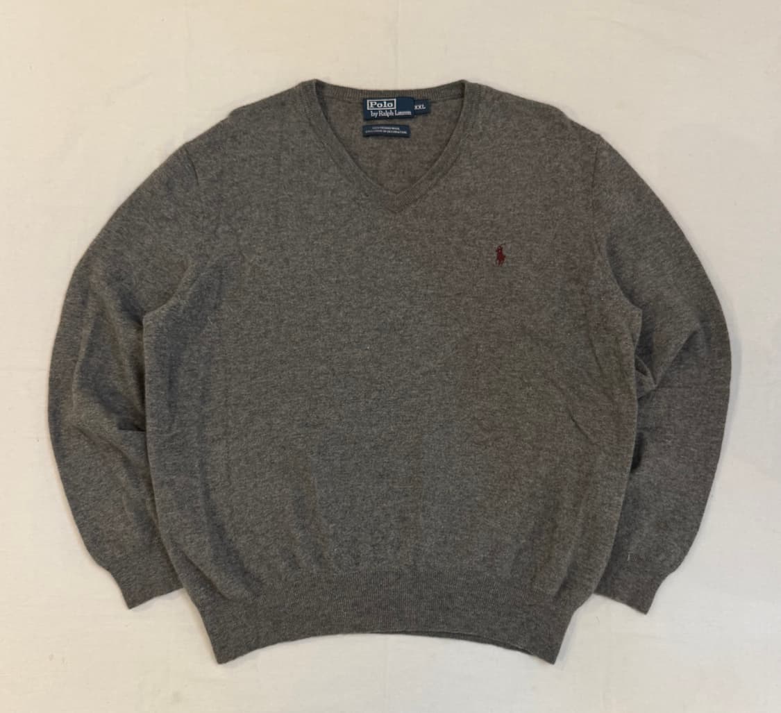 폴로 랄프로렌 메리노 울 브이넥 니트 그레이 상품이미지1