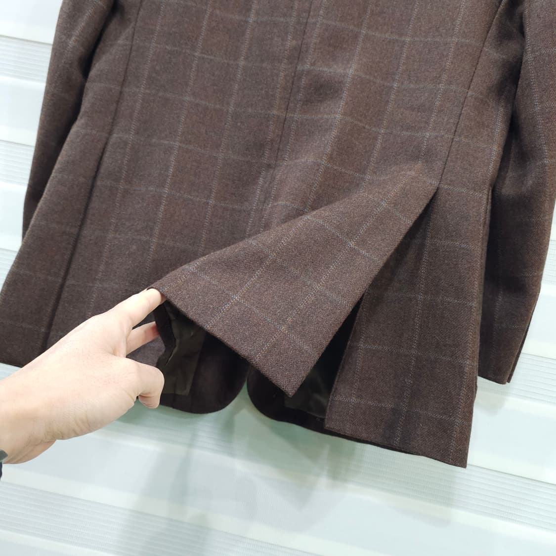 JAPAN 빈티지 체크울 3버튼 블레이져 자켓- L 상품이미지7