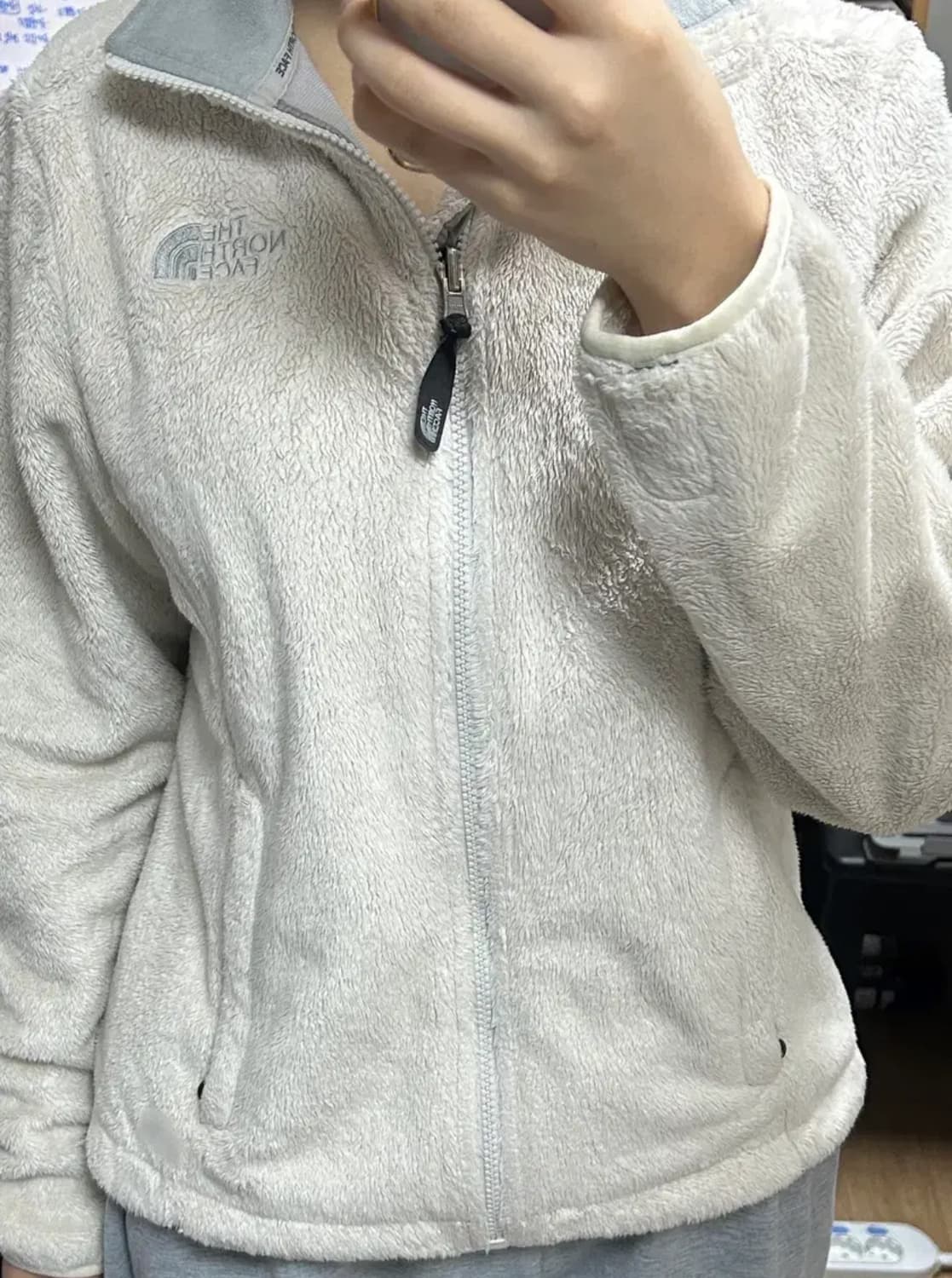 노스페이스 화이트 후리스 플리스 집업 s 상품이미지1