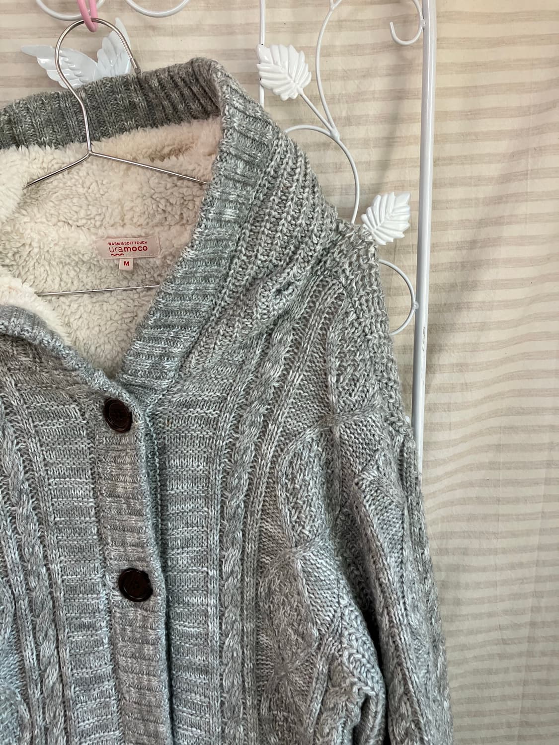 빈티지 그레이 후드 기모 니트 y2k 스트릿 갸루 펑키 일본빈티지 상품이미지3