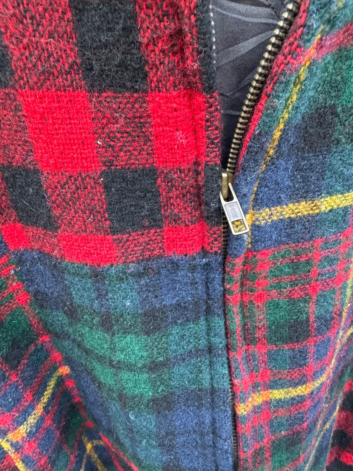 90s 울리치 빈티지 체크패턴 울 블루종 해링턴 자켓 상품이미지5