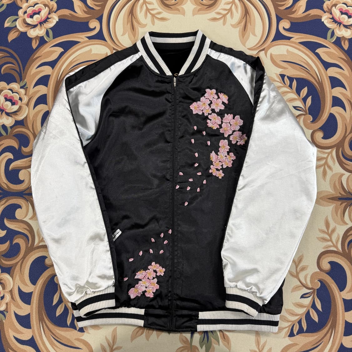 (XL)VTG 잉어 용 자수 리버서블 양면 벨벳 스카잔(블랙) 상품이미지4