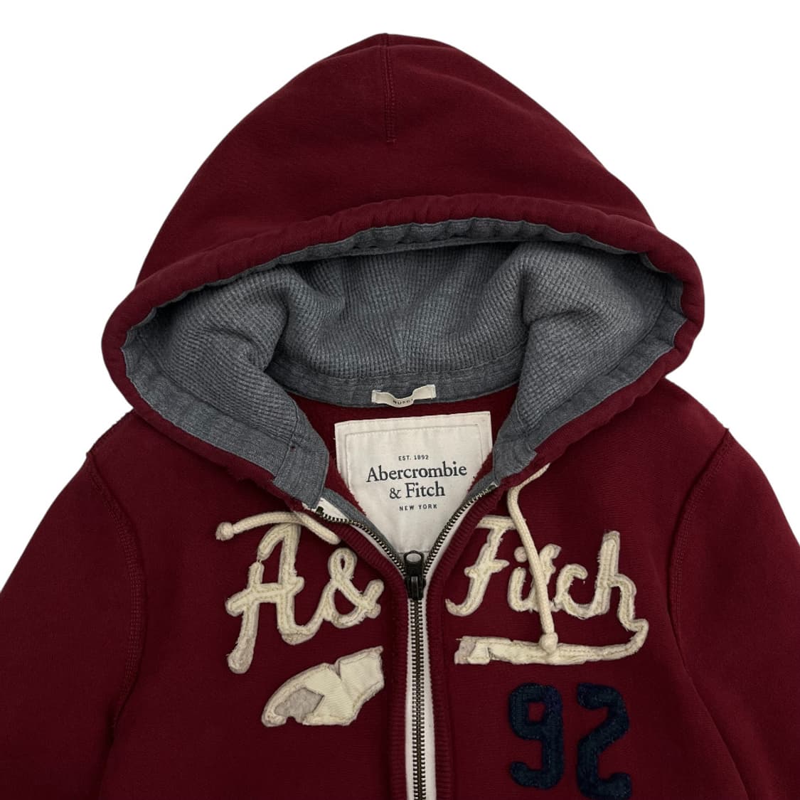 아베크롬비 패치로고 버건디 후드집업 L 상품이미지4
