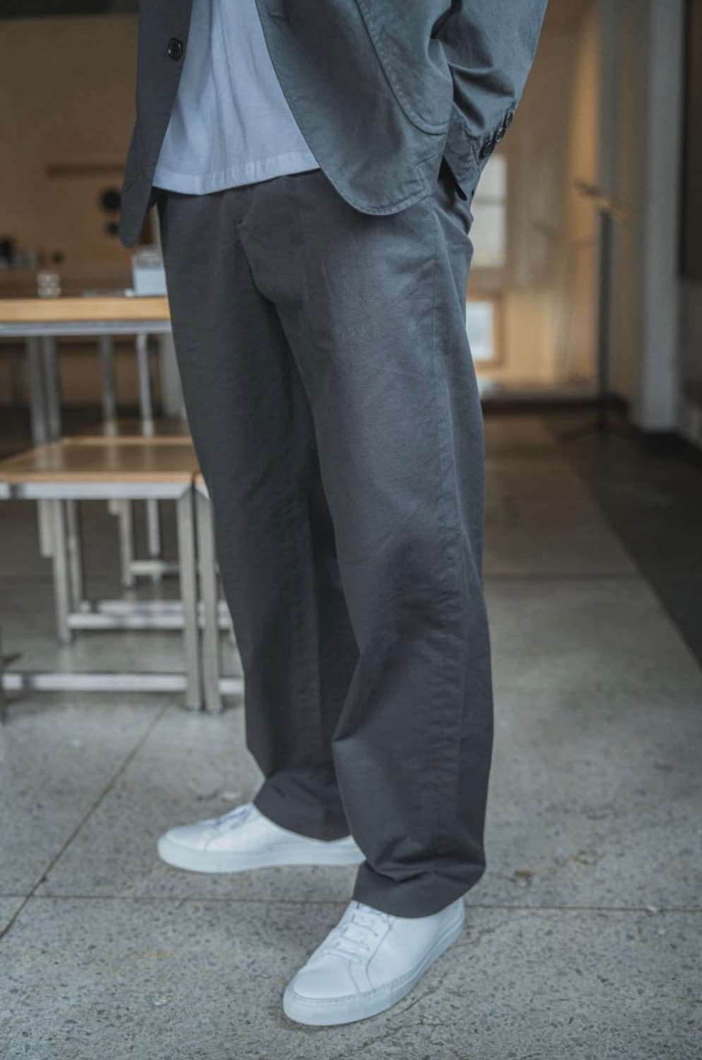 SEW 원 플리트 코튼 팬츠 차콜 2사이즈 상품이미지1