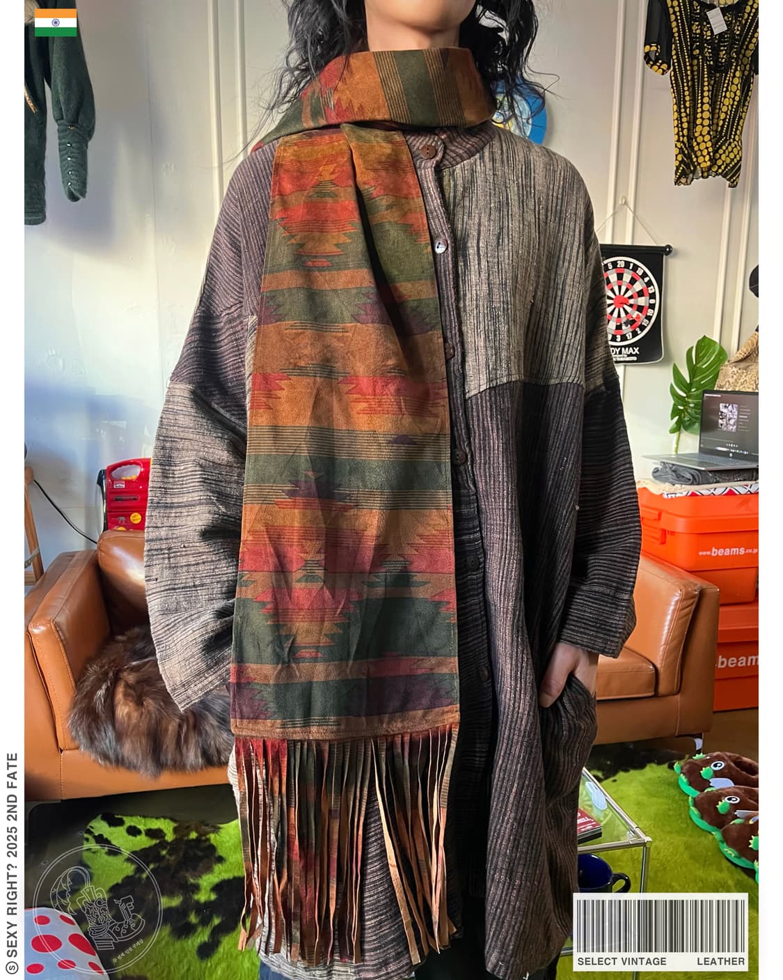 Western Vintage Real Leather Navajo Scaf 상품이미지1