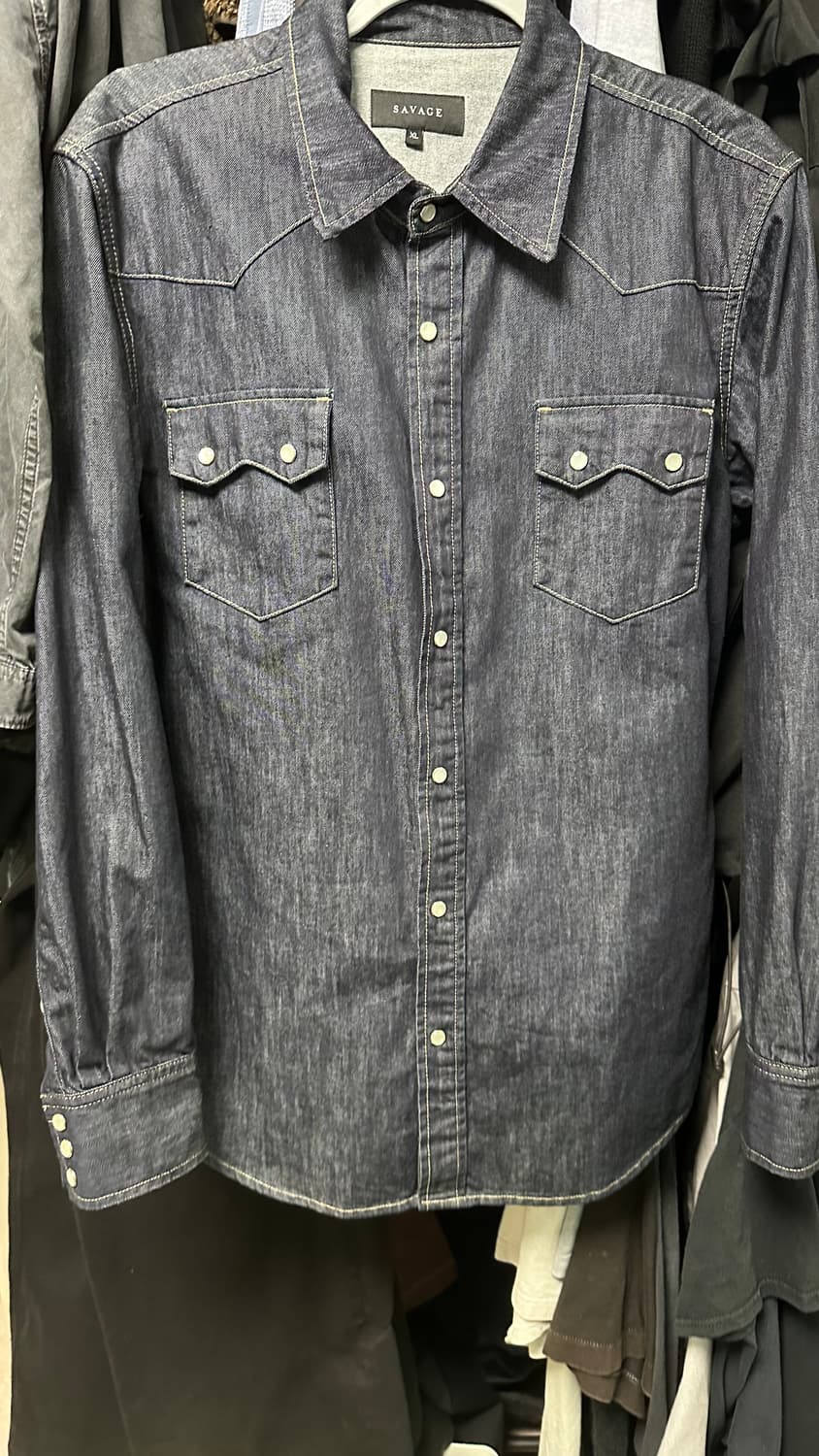 SAVAGE 데님 웨스턴 셔츠 XL 상품이미지3