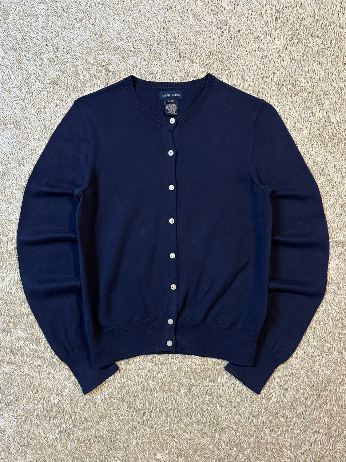 폴로 랄프로렌 걸즈 소매로고 코튼 가디건 네이비 상품이미지1