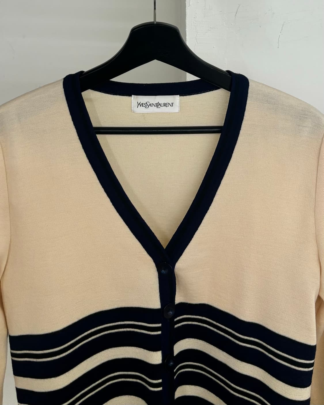 이브 생 로랑 아이보리 스트라이프 니트 가디건 상품이미지2
