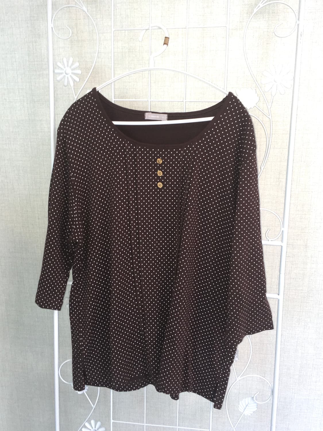 jpn vintage 브라운 도트 모리 롱슬리브 상품이미지1