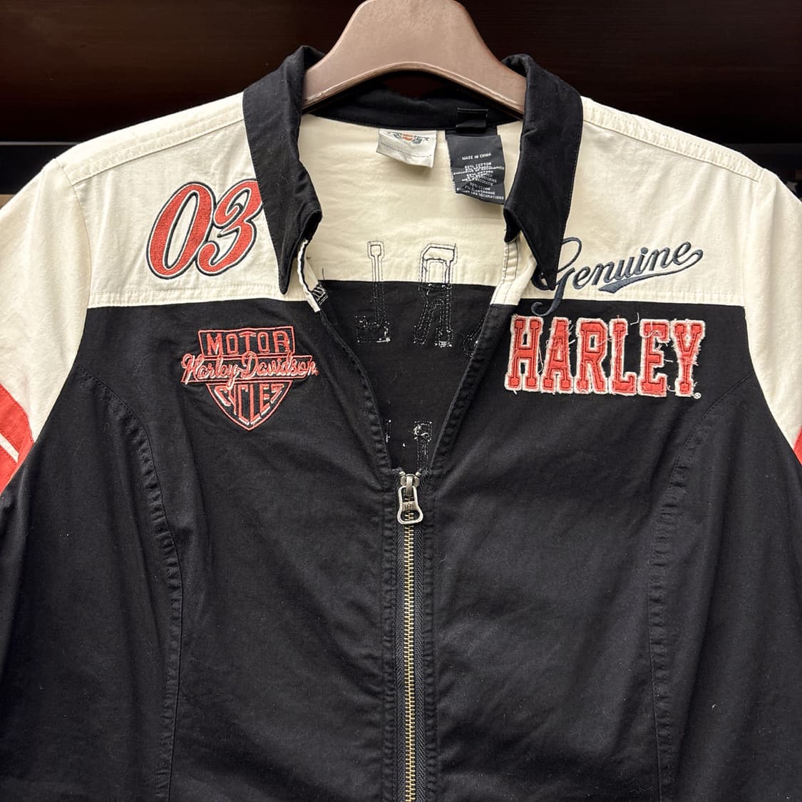 할리데이비슨 Y2K 메탈릭 엠브로이드 풀집업 메카닉셔츠 N1254 상품이미지3