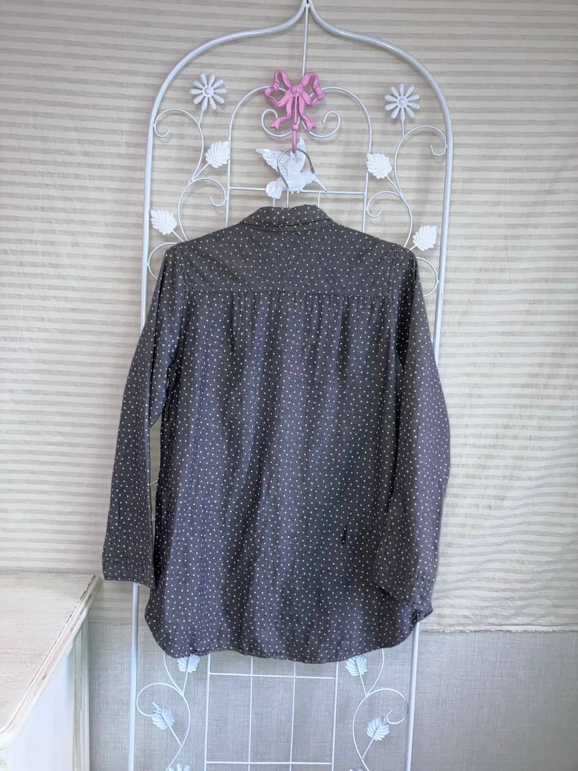 jpn vintage 차콜 도트 블라우스 y2k 스트릿 갸루 펑키 일본빈 상품이미지2