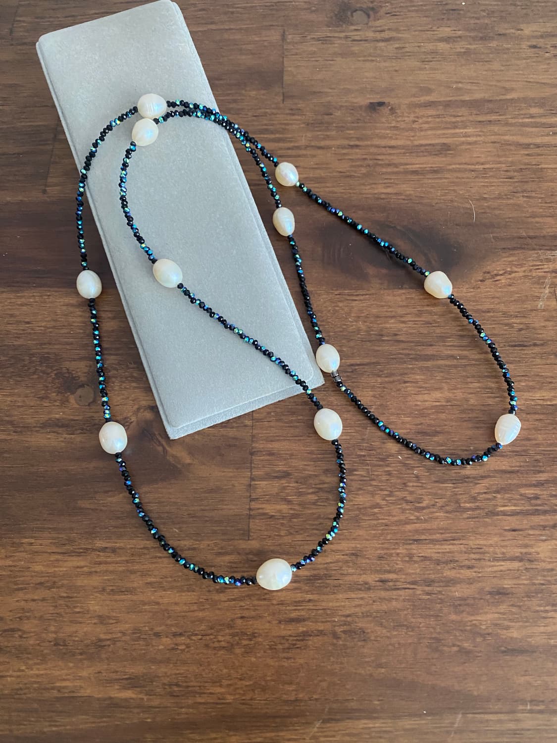 천연 담수진주+원석 비드 롱목걸이 해 상품이미지2