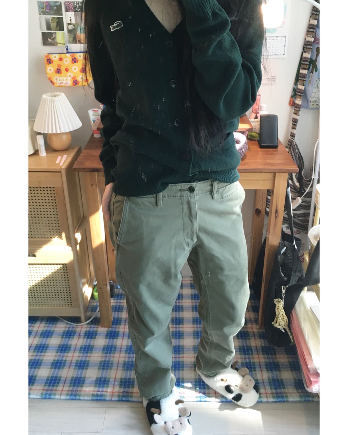 vintage cotton pants olive green 상품이미지1