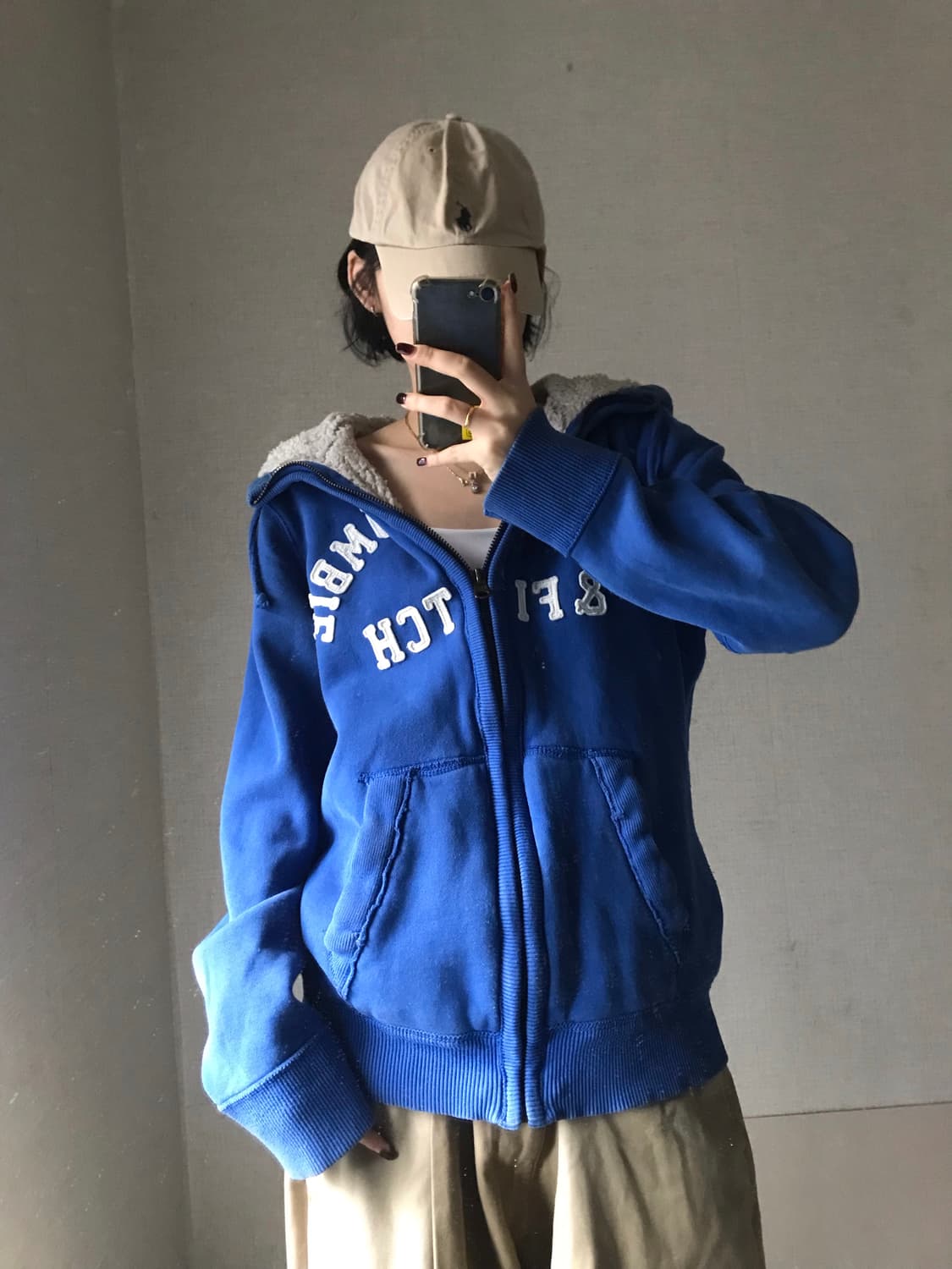 아베크롬비 블루 오버핏 퍼후드집업 상품이미지1