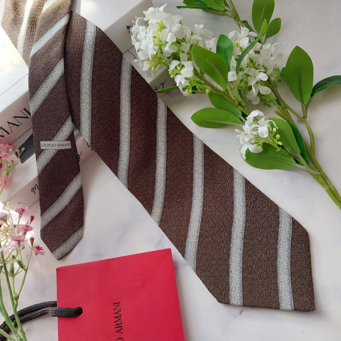 아르마니 꼴레지오니 실크 스트라이프 넥타이 9.6cm A+등급 K1895 상품이미지5