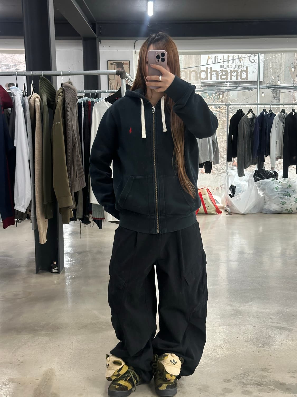 폴로랄프로렌 코튼 후드집업 블랙 상품이미지3