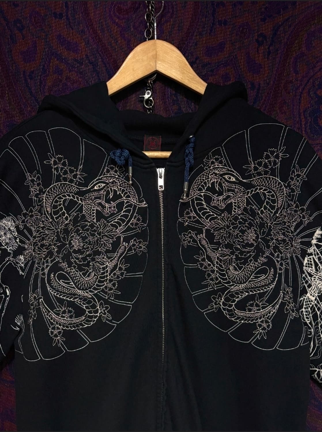 오리엔탈  뱀자수x사무라이 문양 후드집업자켓 상품이미지6
