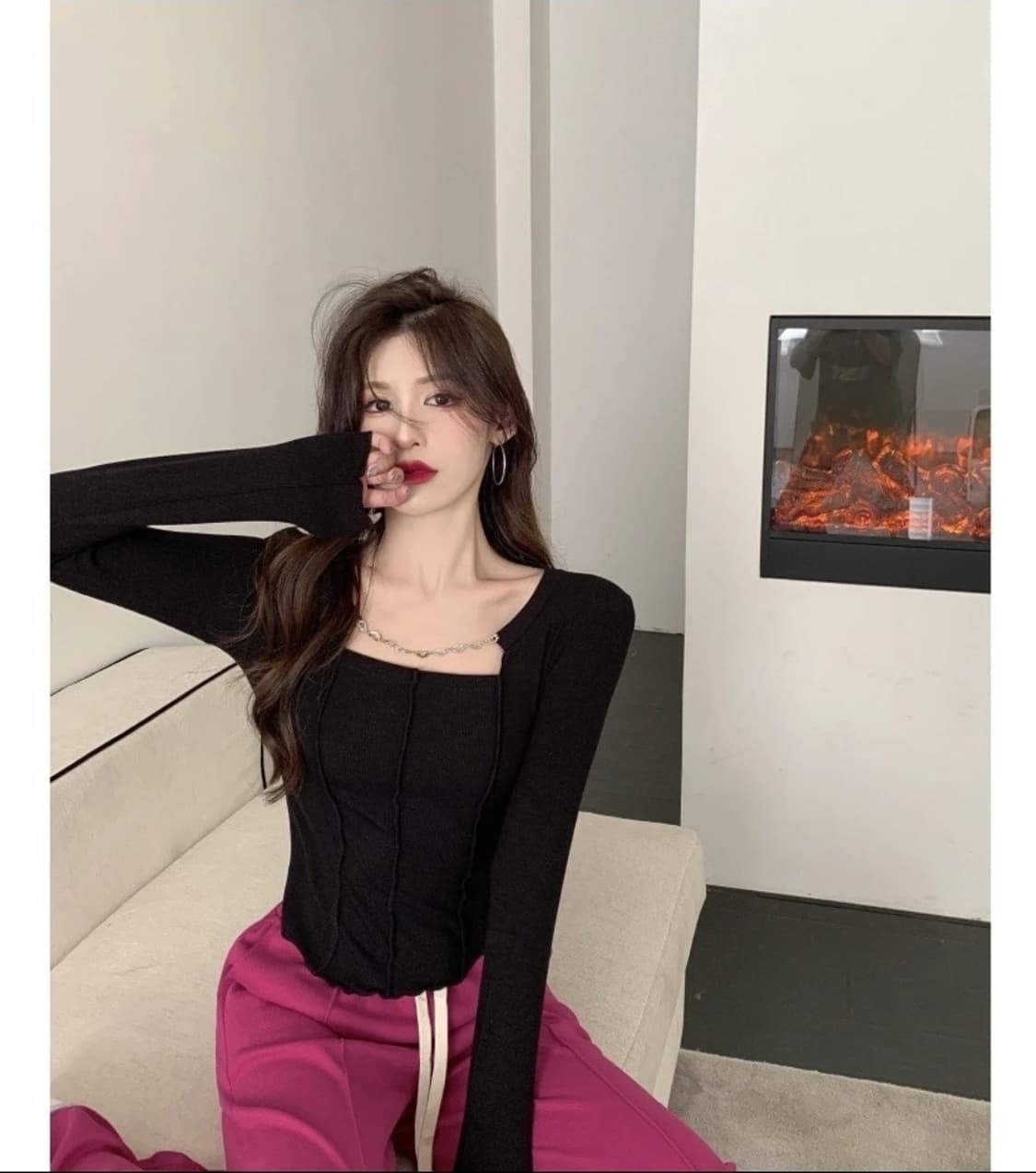 새옷)스퀘어넥 티셔츠 (체인탈착) 상품이미지2