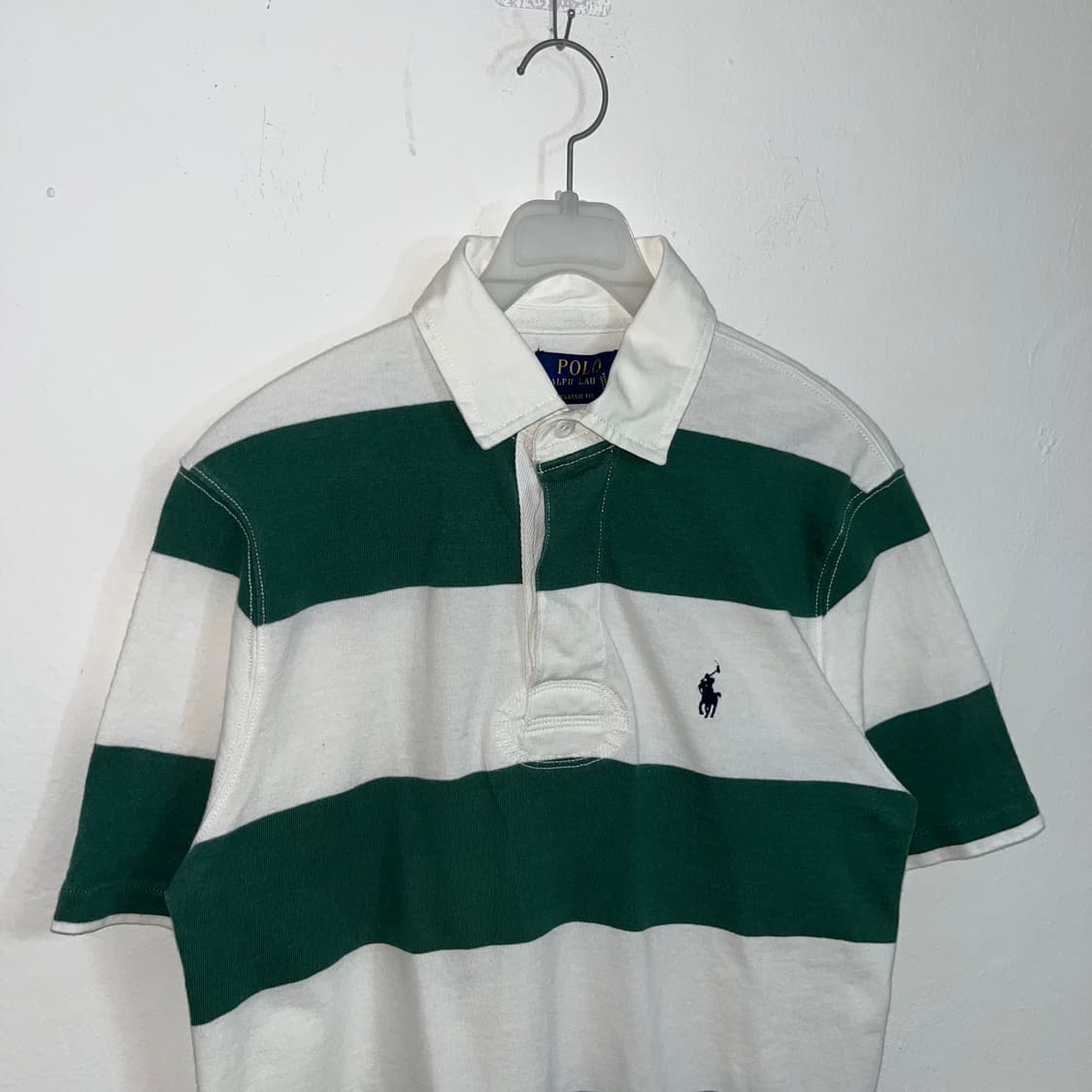Polo Green Stripe Collar T-Shirt 상품이미지5