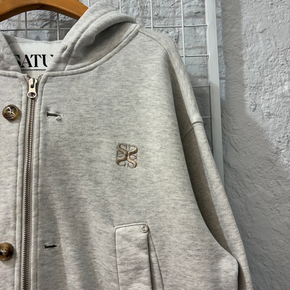 세터 라이트 그레이 투웨이 후드집업 M 상품이미지5