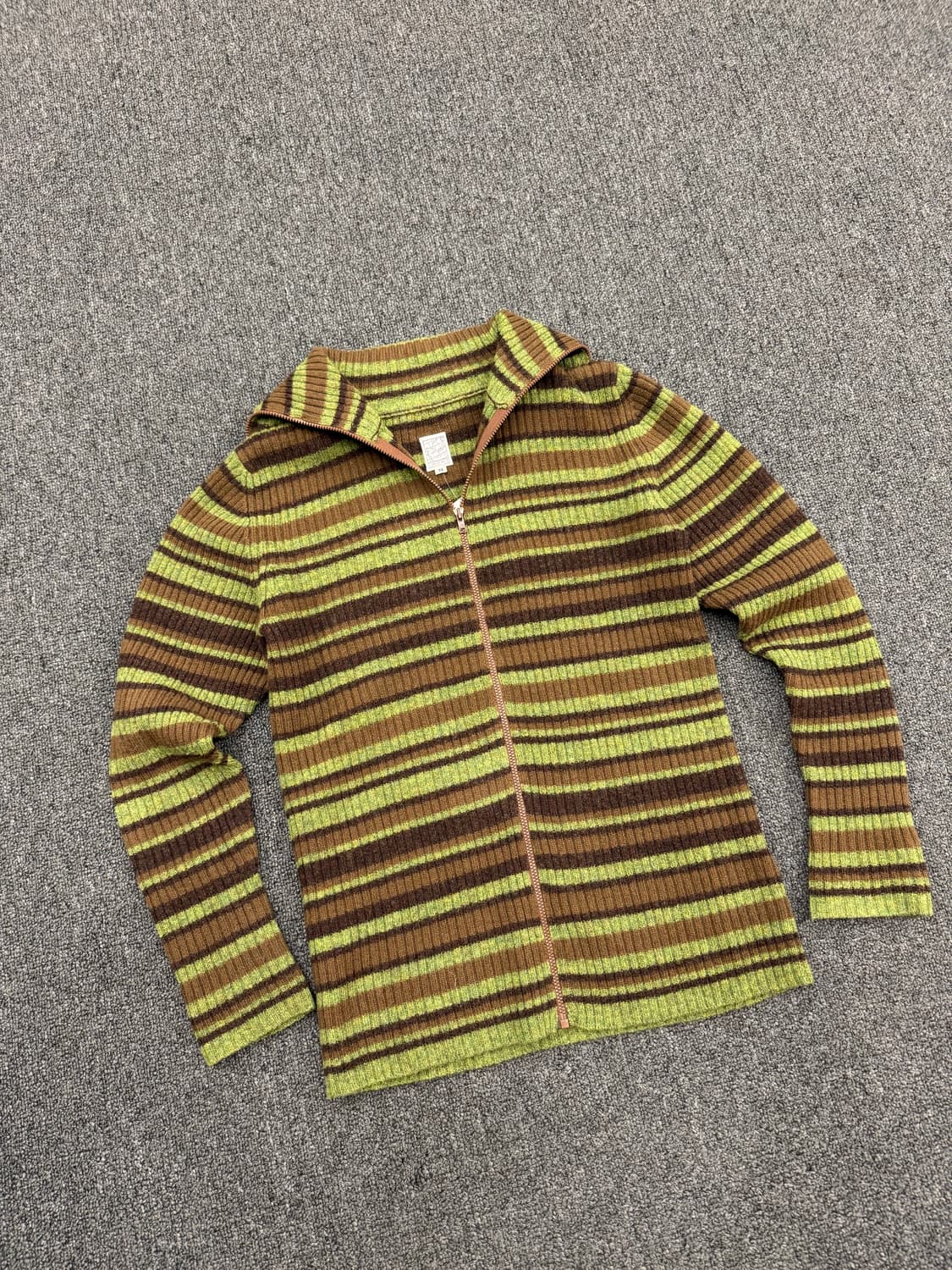 M)JUNKO SHIMADA 빈티지 여성 스트라이프 목폴라 니트집업 상품이미지5