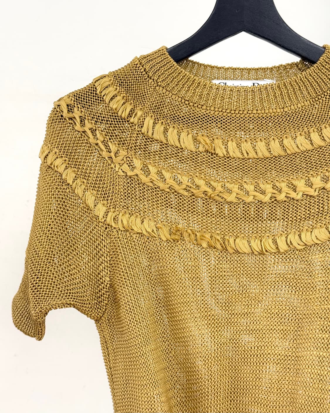 크리스찬 디올 골드 오픈 니트 라운드넥 탑 상품이미지3