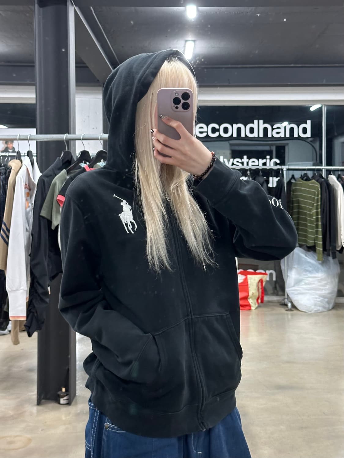  폴로 랄프로렌 빅포니 블랙 후드 집업 상품이미지3