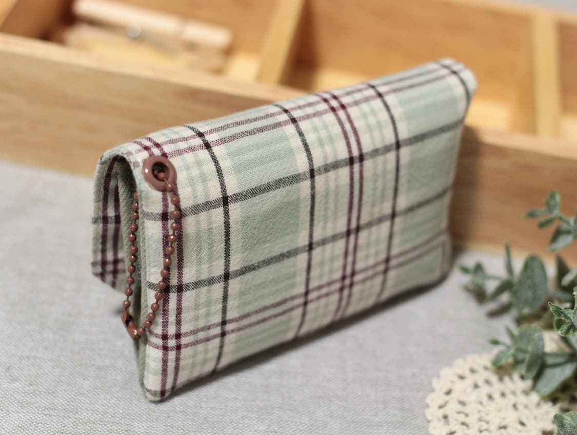 핸드메이드 민트체크 카드지갑  상품이미지8