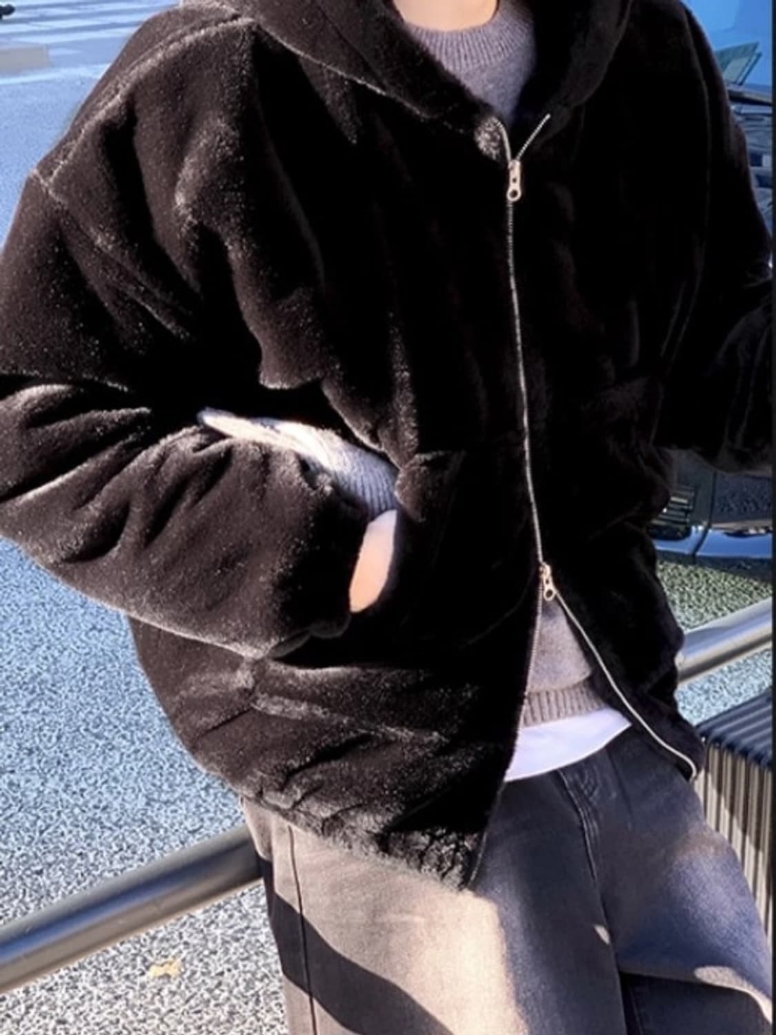 밍크 퍼 후드 집업 패딩 상품이미지2