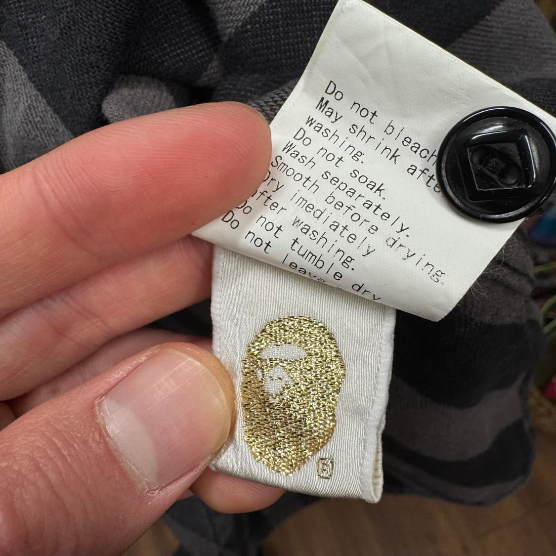 00s 베이프 버팔로 체크 하프 집업 워크 셔츠 그레이 블랙 상품이미지8