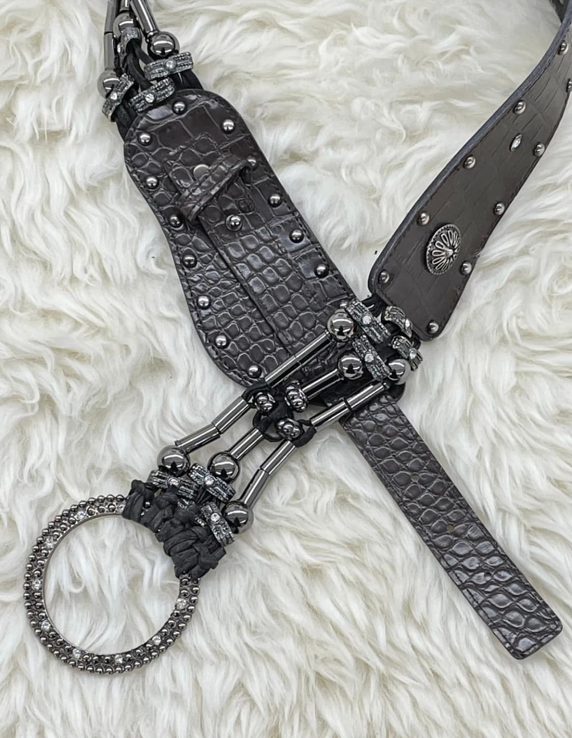 그런지 스터드 큐빅 버클 벨트 상품이미지3