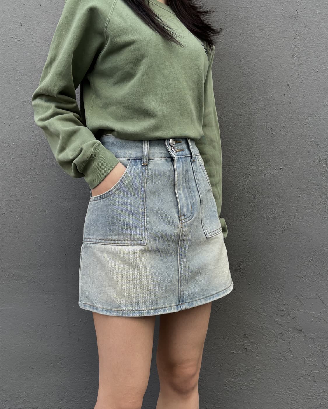 romwe  연청 데님 미니 스커트 상품이미지3