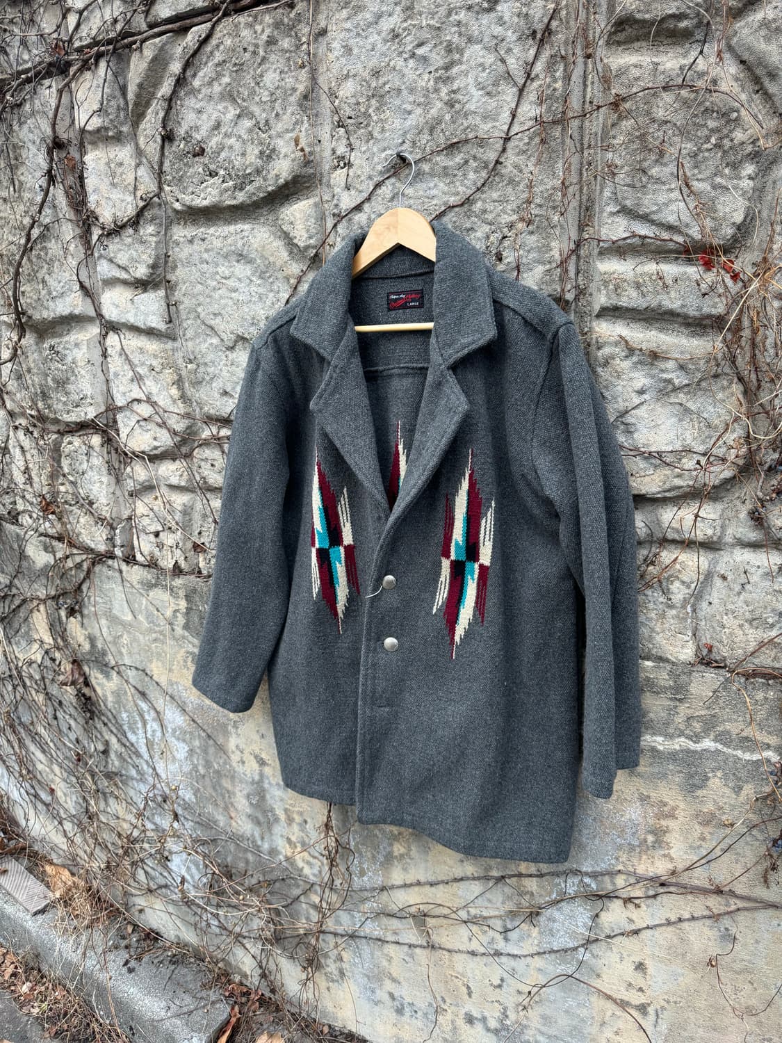 옥토퍼스 아미 나바호 패턴 오르테가 스타일 치마요 자켓 그레이 L 상품이미지3