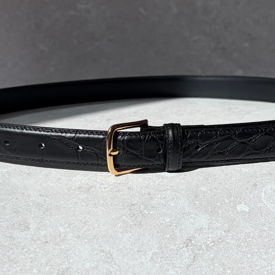 Oribell 크로커다일 페이던트 소가죽 골드버클 미니멀 버클 벨트 상품이미지7