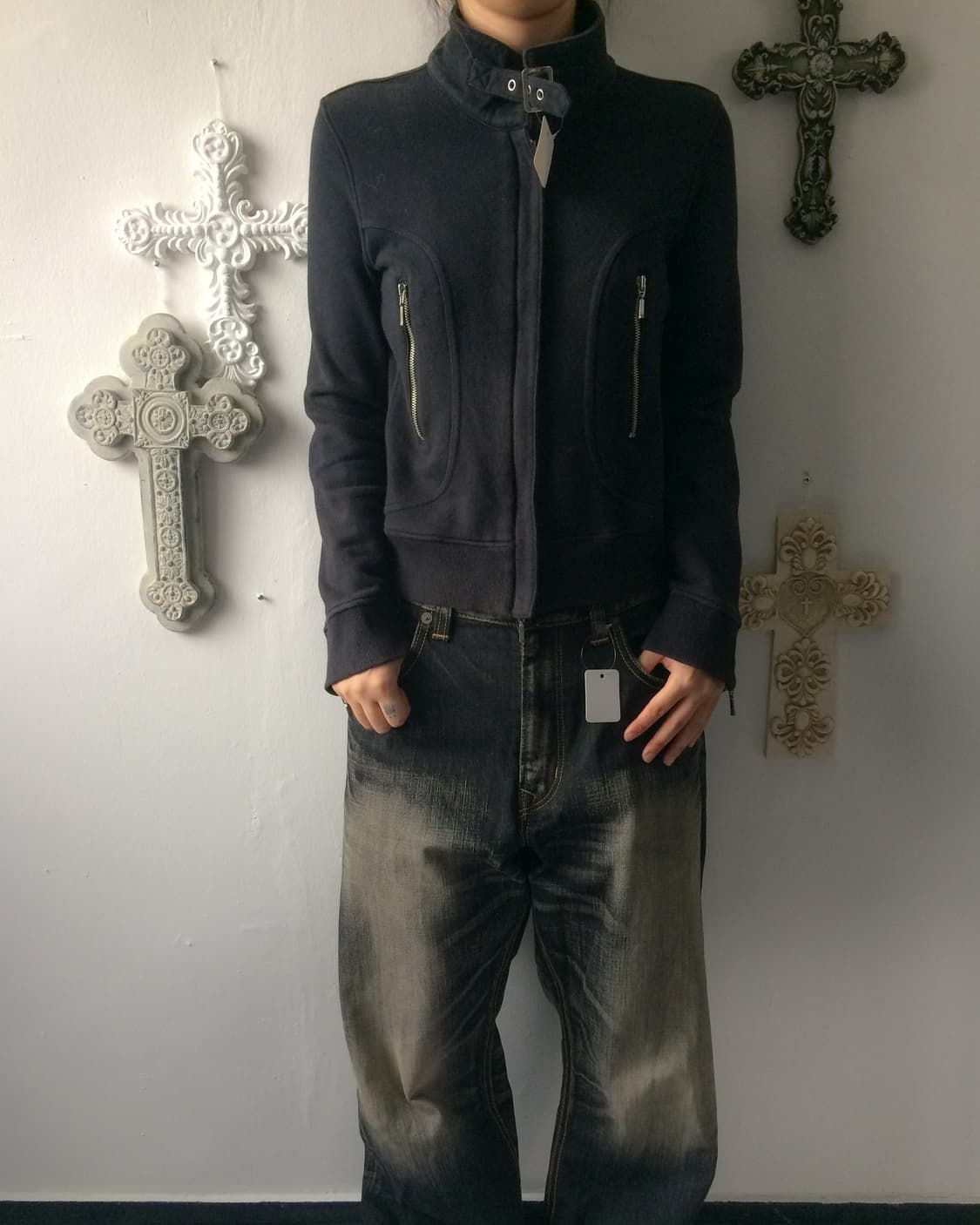 Belted high neck jacket 상품이미지1