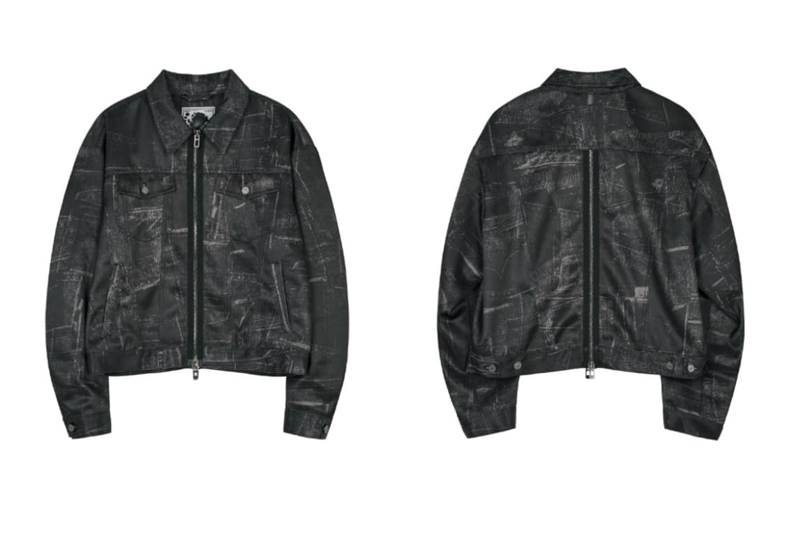 메종미네드 블랙 웨이브 데님 프린팅 자켓 L 상품이미지4