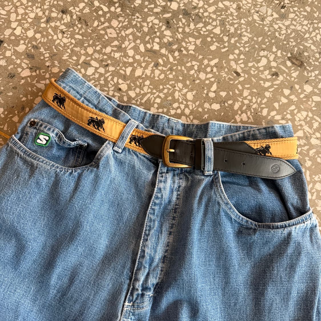 올드 스투시 레더 탭 벨트 상품이미지2