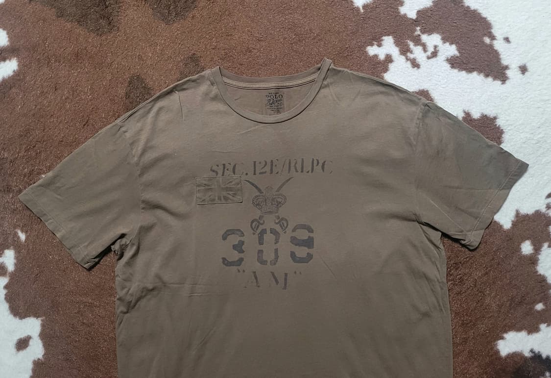 폴로 랄프로렌 남성용 카키 반팔 라운드티(L) 상품이미지2