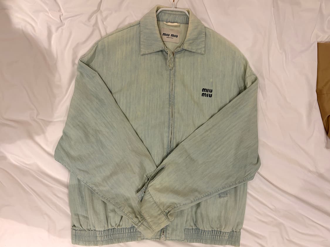 미우미우 샴브레이 블루종 재킷 라이트 블루 38 상품이미지2
