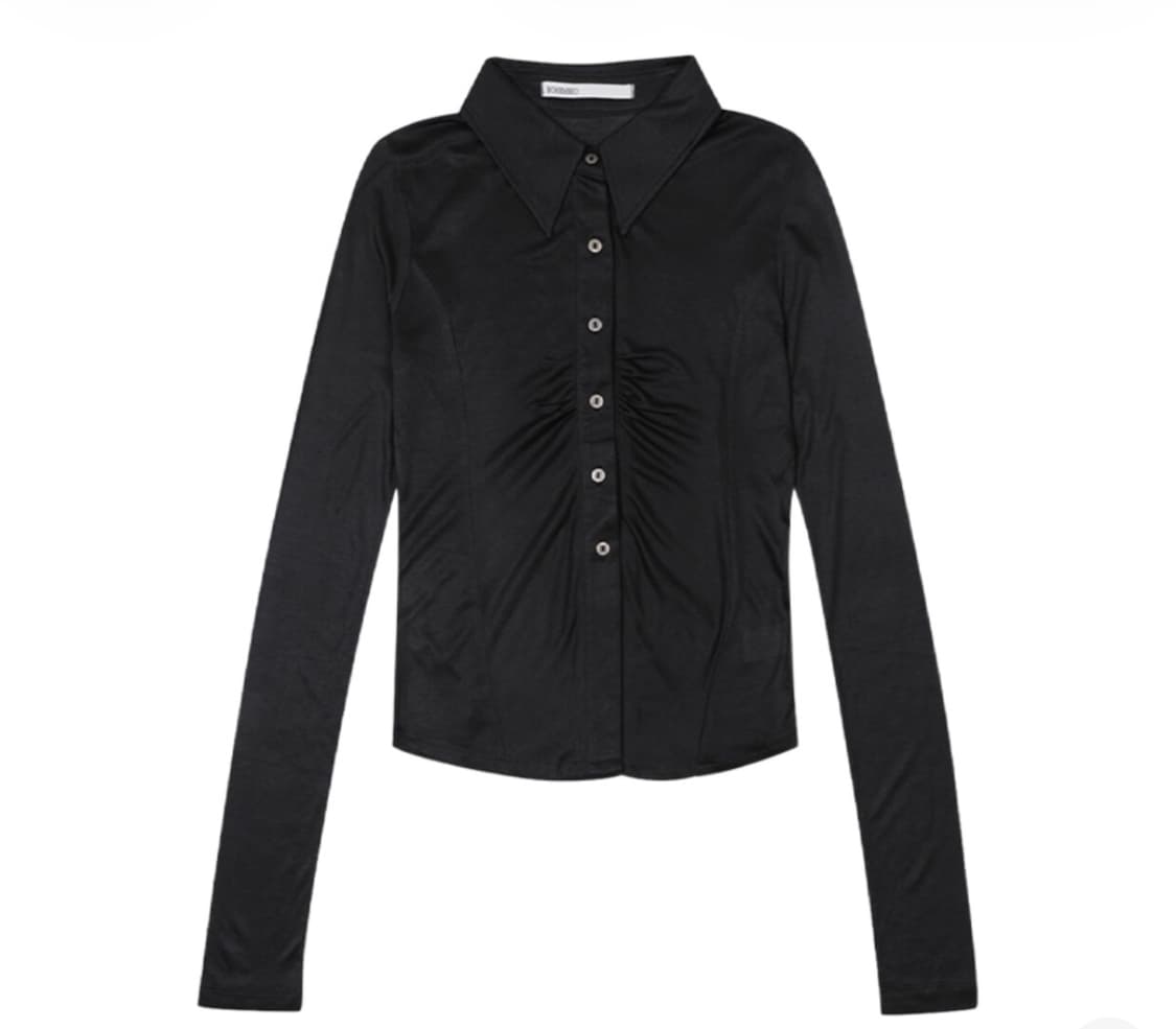 보헤미안서울 셔링 칼라 셔츠 차콜 팝니다 상품이미지1