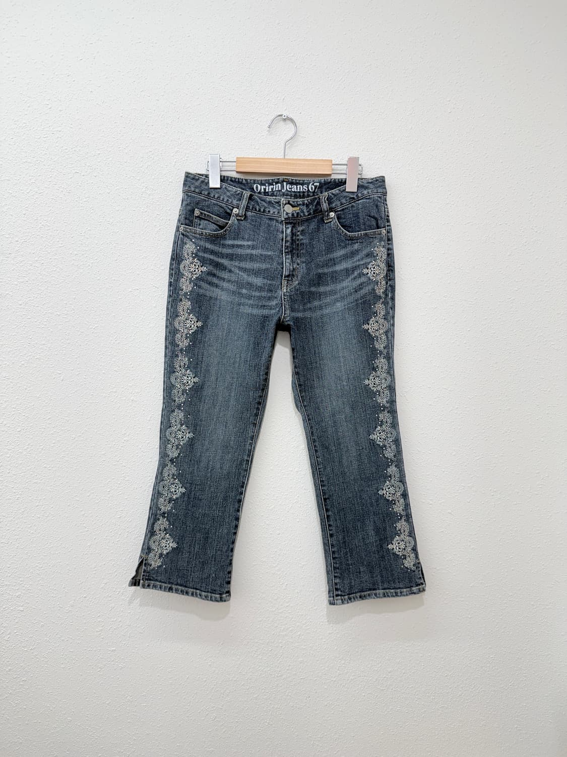 빈티지 oririn jeans 자수 데님 카프리 팬츠 상품이미지1