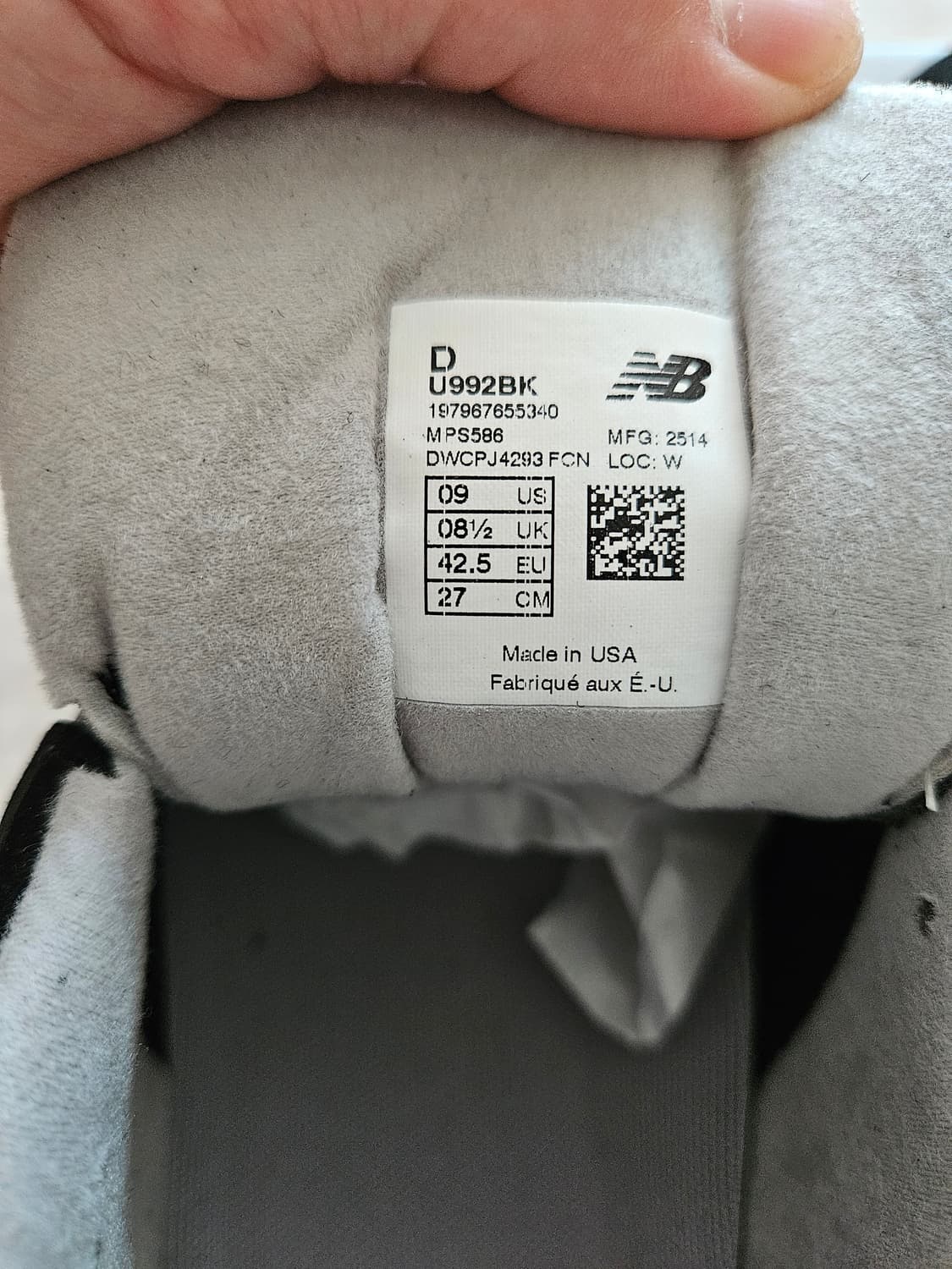 뉴발란스 992 블랙그레이 270 상품이미지6
